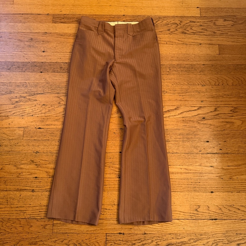 Vintage H Bar C Ranchwear 70s Flared Trousers Brown Western Disco Pants Mens